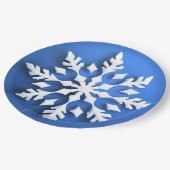 詳細なホワイトスノーフレークデザイン ペーパープレート (アングル)