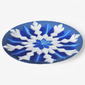 詳細なホワイトスノーフレークデザイン ペーパープレート (アングル)