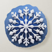 詳細なホワイトスノーフレークデザイン ラウンドクッション (裏面)