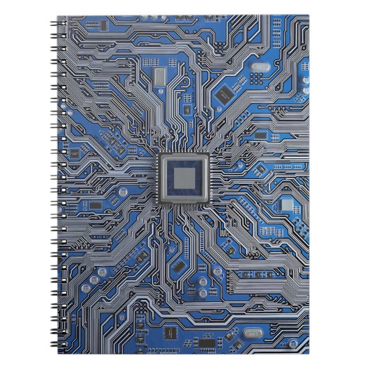 詳細なマザーボードの回路図と電子回路 ノートブック (正面)