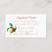 詳細なリンゴとベリーの茎 名刺 (裏面)