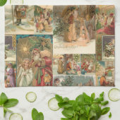 詳細なヴィンテージ父クリスマスコラージュ キッチンタオル (折り畳み)