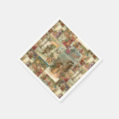 詳細なヴィンテージ父クリスマスコラージュ スタンダードカクテルナプキン (角)