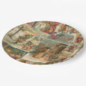 詳細なヴィンテージ父クリスマスコラージュ ペーパープレート (アングル)