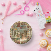 詳細なヴィンテージ父クリスマスコラージュ ペーパーボウル (パーティー)