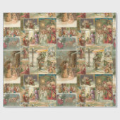 詳細なヴィンテージ父クリスマスコラージュ ラッピングペーパー (フラット)