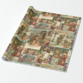 詳細なヴィンテージ父クリスマスコラージュ ラッピングペーパー (アンロールド)