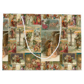 詳細なヴィンテージ父クリスマスコラージュ ラージペーパーバッグ (裏面)