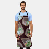 詳細な多肉性サボテンのシームレスなパターン エプロン (着用した状態)