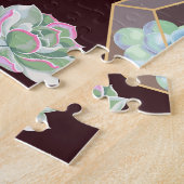 詳細な多肉性サボテンのシームレスなパターン ジグソーパズル (側面)