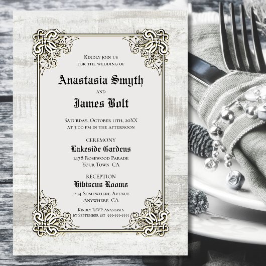 詳細な手彫りの木製フレームのウェディング 招待状