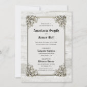 詳細な手彫りの木製フレームのウェディング 招待状 (正面)