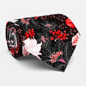 詳細な赤い熱帯フローラ ネクタイ (ロール)