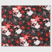 詳細な赤い熱帯フローラ ラッピングペーパー (フラット)