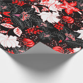 詳細な赤い熱帯フローラ ラッピングペーパー (角)