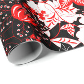 詳細な赤い熱帯フローラ ラッピングペーパー (ロールコーナー)