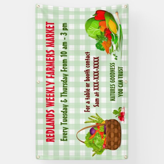 詳細な農家市場野菜をパーソナライズ 横断幕 (縦)
