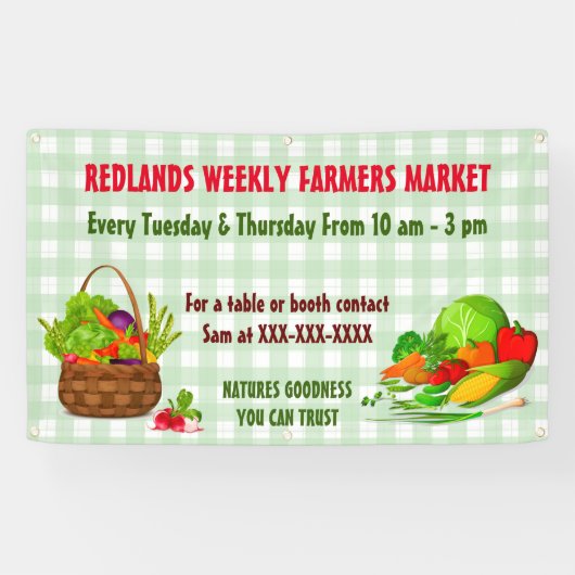 詳細な農家市場野菜をパーソナライズ 横断幕 (横)