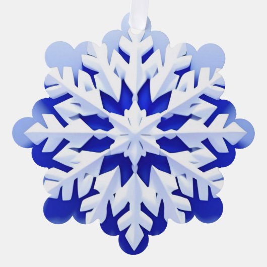 詳細な青い雪の結晶 オーナメントカード (正面)