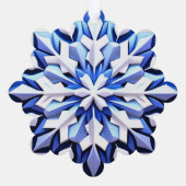 詳細な青い雪の結晶 オーナメントカード (裏面)