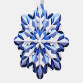 詳細な青い雪の結晶 オーナメントカード (左)