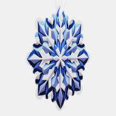 詳細な青い雪の結晶 オーナメントカード (右)
