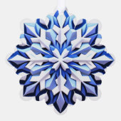 詳細な青い雪の結晶 オーナメントカード (裏面)