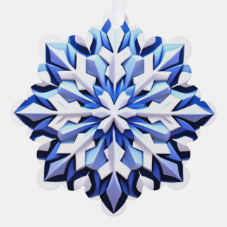 詳細な青い雪の結晶 オーナメントカード