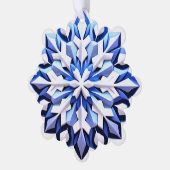 詳細な青い雪の結晶 オーナメントカード (左)