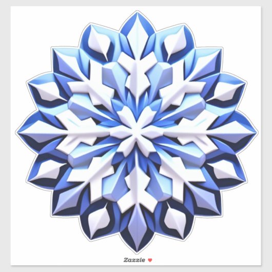 詳細な青い雪の結晶 シール (シート)