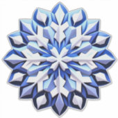 詳細な青い雪の結晶 シール (正面)