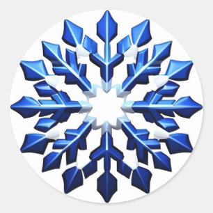 詳細な青い雪の結晶 ラウンドシール