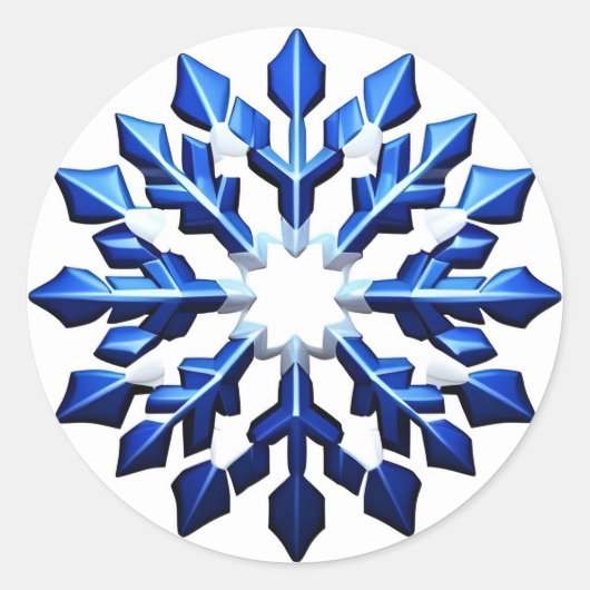 詳細な青い雪の結晶 ラウンドシール (正面)