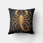 詳細な黄金のアストラル曼荼羅を覆うサソリ クッション (裏面)