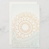 詳細なhenna抽象芸術日の出 便箋 (正面/裏面)