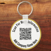 詳細については、QRコードをスキャンする金ゴールドとホワイト キーホルダー (正面)