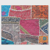 詳細の古いカラフルの継ぎはぎの絨毯、インド。クローズ ラッピングペーパー (フラット)