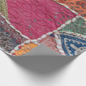 詳細の古いカラフルの継ぎはぎの絨毯、インド。クローズ ラッピングペーパー (角)