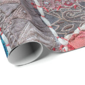 詳細の古いカラフルの継ぎはぎの絨毯、インド。クローズ ラッピングペーパー (ロールコーナー)