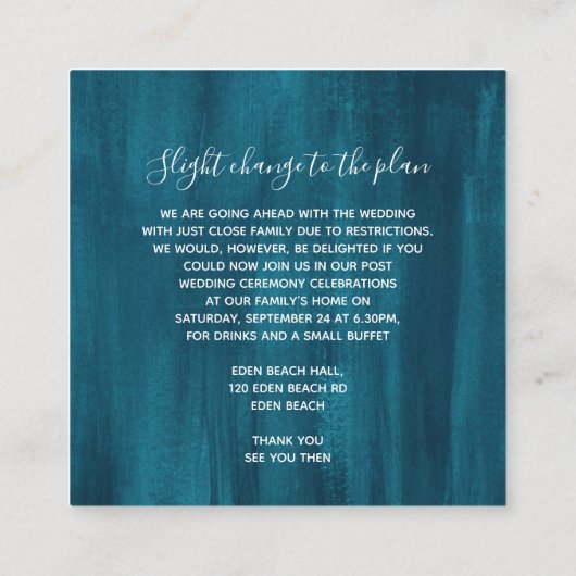 詳細の結婚ティール（緑がかった色）の青い緑のアートがカードを変える エンクロージャーカード (裏面)