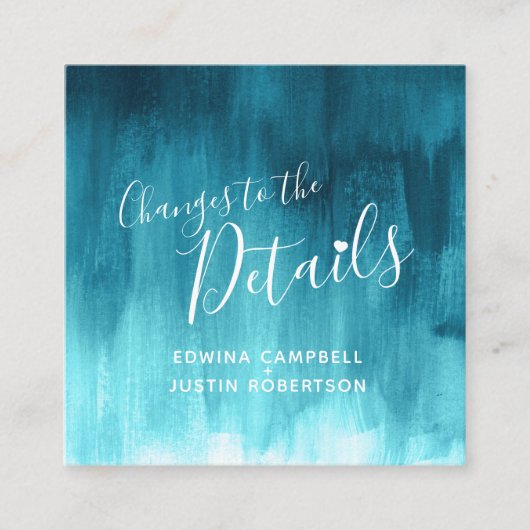 詳細の結婚ティール(緑がかった色)の青い緑のアートがカードを変える エンクロージャーカード (正面)