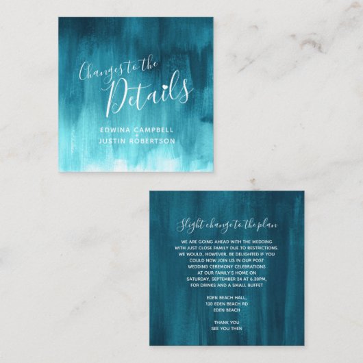 詳細の結婚ティール(緑がかった色)の青い緑のアートがカードを変える エンクロージャーカード (正面/裏面)