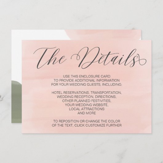 詳細の結婚式招待状のエンクロージャカード エンクロージャーカード (正面/裏面)