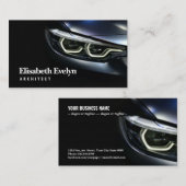 詳細はヘッドライト付きの車の1つモダンです 名刺 (正面/裏面)