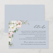 詳細は挿入 フローラル ブラッシュ ホワイト ピオニー グリー ネリーディテール 招待状 (正面/裏面)