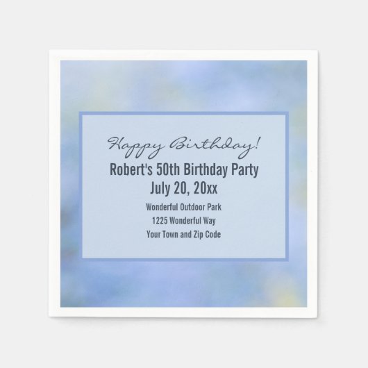 詳細は近日公開予定 青黄色の抽象的なパロベルデのイベント スタンダードカクテルナプキン (正面)