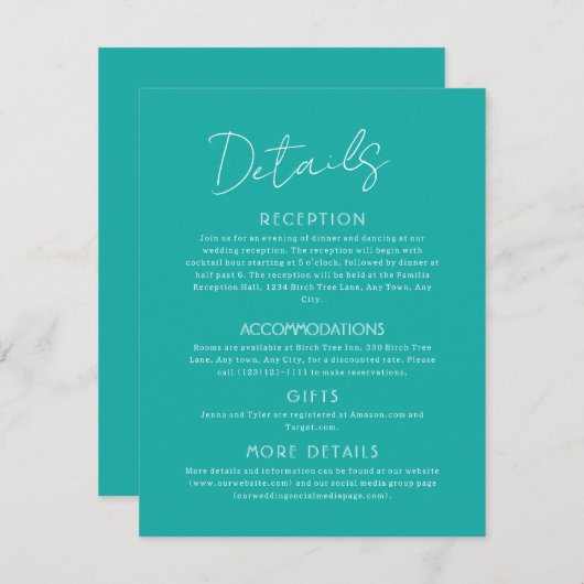 詳細は青色大型ウェディングエンクロージャーカード エンクロージャーカード (正面/裏面)