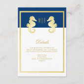 詳細を結婚するプレッピーなビーチのタツノオトシゴ海軍金ゴールド エンクロージャーカード (正面)