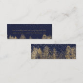 詳細を結婚する金ゴールドの冬の雪の濃紺の木 スキニー名刺 (正面/裏面)