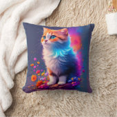 詳細イラストレーション顔チニーキャット クッション (ブランケット)